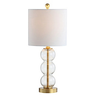 JONATHAN Y February 21" Glass/Metal LED Table Lamp, Clear/Brass Gold, Brass Gold/White, rollover