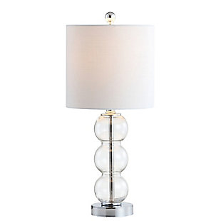 JONATHAN Y February 21" Glass/Metal LED Table Lamp, Clear/Chrome, Ivory Seashell/White, rollover