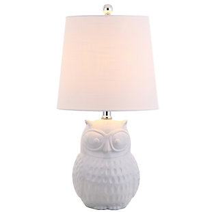 JONATHAN Y Hoot 20.5" Ceramic Mini LED Table Lamp, White Owl, , rollover