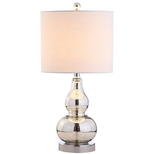 JONATHAN Y Anya 20.5" Mini Glass LED Table Lamp, Silver, Mercury Silver/White, rollover