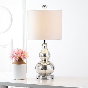 JONATHAN Y Anya 20.5" Mini Glass LED Table Lamp, Silver, Mercury Silver/White, large
