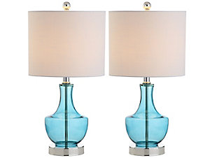 JONATHAN Y Colette 20" Mini Glass Table Lamp, Amalfi Blue (Set of 2), , large