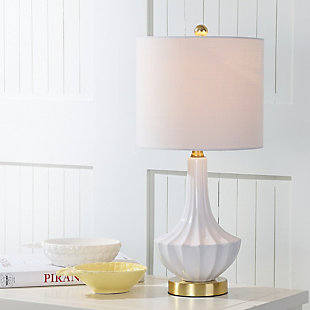 JONATHAN Y Parker 21.5" Ceramic Mini LED Table Lamp, Brass/White, , large