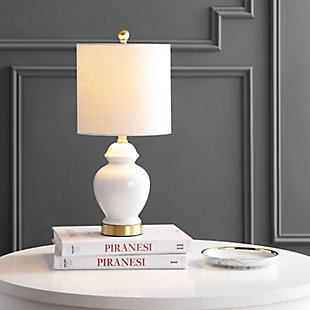 JONATHAN Y Perry 20" Ceramic/Metal LED Table Lamp, White/Brass Gold, , rollover