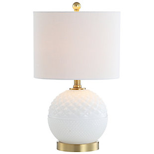 JONATHAN Y Julienne 20.5" Glass/Metal LED Table Lamp, White/Brass Gold, Silver/Ivory/White, large