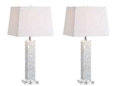 JONATHAN Y Noelle 28.5" Seashell LED Table Lamp, White (Set of 2), , large