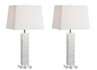 JONATHAN Y Noelle 28.5" Seashell LED Table Lamp, White (Set of 2), , rollover