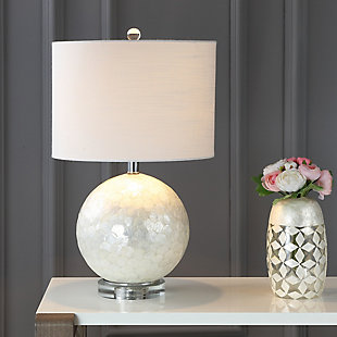 JONATHAN Y Zuri 23.5" Capiz Seashell Sphere LED Table Lamp, Pearl/White, , large