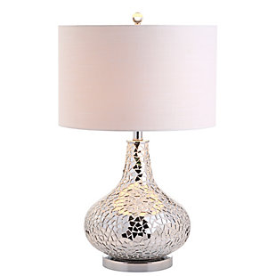 JONATHAN Y Emilia 26" Mirrored Mosaic LED Table Lamp, Silver, , large