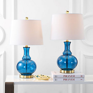 JONATHAN Y Lavelle Glass LED Table Lamp (Set of 2), Blue/White, rollover