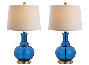 JONATHAN Y Lavelle Glass LED Table Lamp (Set of 2), Blue/White, large