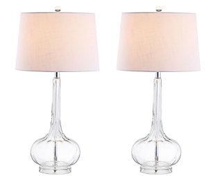 JONATHAN Y Bette 28.5" Glass Teardrop LED Table Lamp, Clear (Set of 2), Clear, rollover