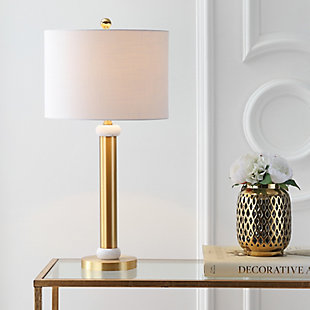 JONATHAN Y Gregory 27" Metal/Marble LED Table Lamp, Gold/White, , rollover