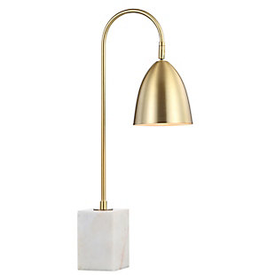 JONATHAN Y Ana 26" Gold Arched Metal with Marble Base LED Table Lamp, Brass Gold/White, , large