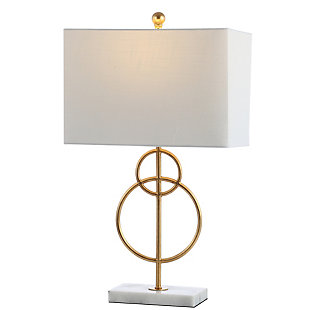 JONATHAN Y Haines 26" Modern Circle Marble/Metal LED Table Lamp, Gold, , large
