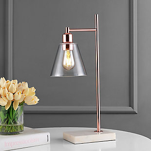 JONATHAN Y Lorena 22.25" Modern Glam Metal/Marble LED Table Lamp, Copper, , rollover