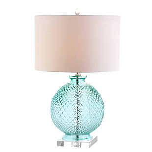JONATHAN Y Estelle 26" Glass and Crystal LED Table Lamp, Aqua, , large