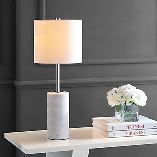 JONATHAN Y Aksel 25.5" Marble LED Table Lamp, White/Chrome, , rollover