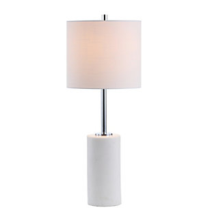 JONATHAN Y Aksel 25.5" Marble LED Table Lamp, White/Chrome, , large