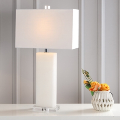 JONATHAN Y Tiggie 27" Alabaster LED Table Lamp, White Alabaster, , large