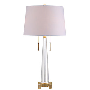JONATHAN Y Zoe 29.5" 2-Light Crystal LED Table Lamp, Clear/Brass Gold, , large