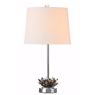 JONATHAN Y Amelia Lotus 25" Crystal LED Table Lamp, Smoke Gray/Chrome, , large