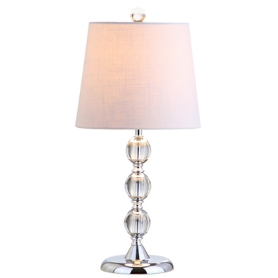 JONATHAN Y Hudson 20" Crystal Mini LED Table Lamp, Clear/ Chrome, , rollover