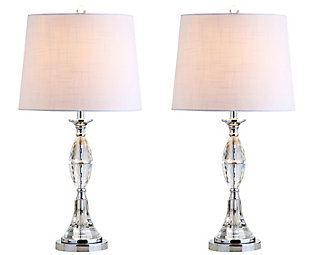 JONATHAN Y Reid 25.5" Crystal LED Table Lamp, Clear/Chrome (Set of 2), , rollover