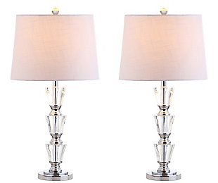 JONATHAN Y Layla 27" Crystal LED Table Lamp, Clear (Set of 2), , large