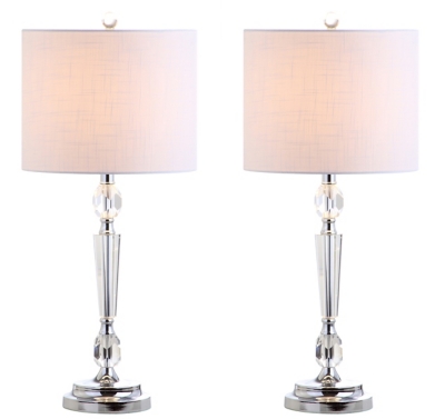 JONATHAN Y Victoria 27" Crystal LED Table Lamp, Clear (Set of 2), , large