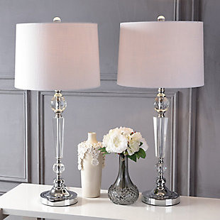 JONATHAN Y Emma 29.5" Crystal LED Table Lamp, Clear (Set of 2), , rollover