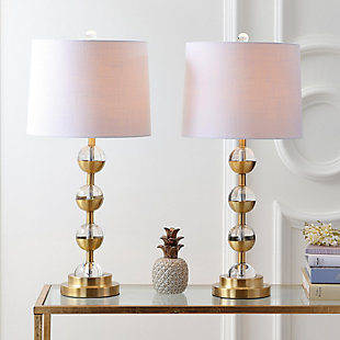 JONATHAN Y Avery 27.5" Crystal LED Table Lamp, Clear/Brass Gold (Set of 2), , rollover
