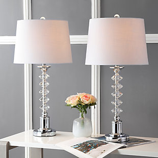 JONATHAN Y Kinsley 28" Crystal LED Table Lamp, Clear/Chrome (Set of 2), , rollover