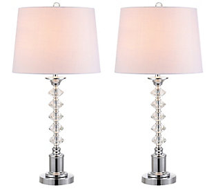 JONATHAN Y Kinsley 28" Crystal LED Table Lamp, Clear/Chrome (Set of 2), , large