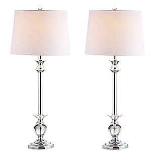 JONATHAN Y Elizabeth 33" Crystal/Metal LED Table Lamp, Clear/Chrome (Set of 2), , large