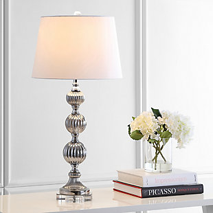 JONATHAN Y Vivienne 31" Triple Sphere Glass/Crystal LED Table Lamp, Smoked Gray, , rollover