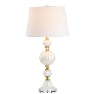 JONATHAN Y Maddie 30" Glass/Crystal LED Table Lamp, White, , large