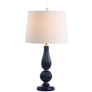 JONATHAN Y Maddie 28" Glass/Metal LED Table Lamp, Navy, White, large