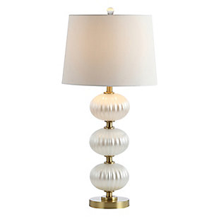 JONATHAN Y Carter 29.7" Glass LED Table Lamp, White, Navy/White, large