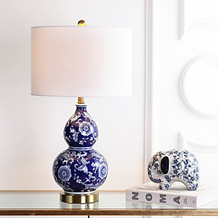 JONATHAN Y Lee 27" Ceramic Chinoiserie LED Table Lamp, Blue/White, , rollover