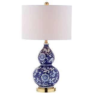 JONATHAN Y Lee 27" Ceramic Chinoiserie LED Table Lamp, Blue/White, , large