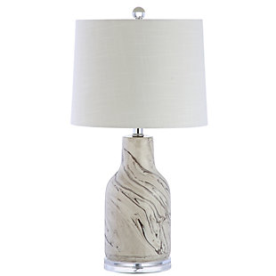 JONATHAN Y Webb 23" Ceramic LED Table Lamp, Gray/White, , large