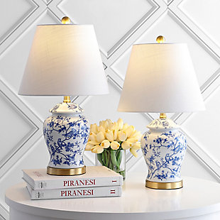 JONATHAN Y Penelope 22" Chinoiserie Table Lamp, Blue/White (Set of 2), , rollover