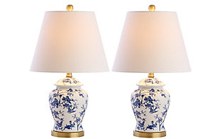 JONATHAN Y Penelope 22" Chinoiserie Table Lamp, Blue/White (Set of 2), , large