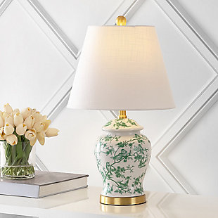 JONATHAN Y Penelope 22" Chinoiserie Classic LED Table Lamp, Green/White, Navy/White, rollover