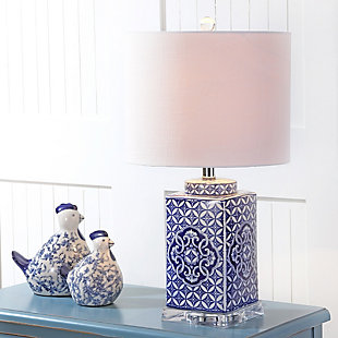 JONATHAN Y Choi 23" Chinoiserie LED Table Lamp, Blue/White, , rollover