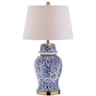 JONATHAN Y Ellis 29.5" Ceramic LED Table Lamp, Blue/White, , large