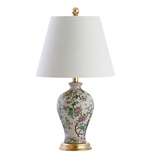JONATHAN Y Grace 24" Floral LED Table Lamp, Multi/Brass, Blue/White, large