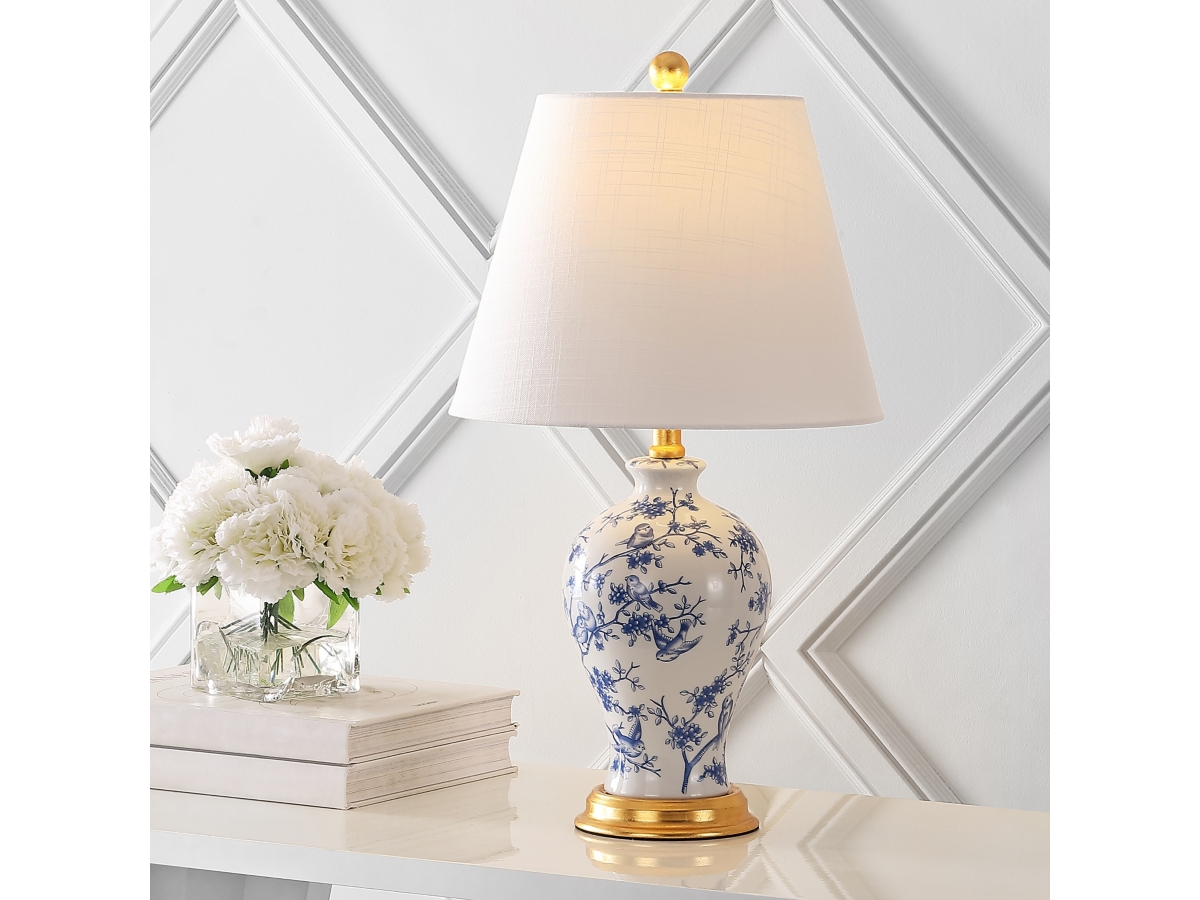 Lampe De Table Bleu Foncé 24,25 Pouces Avec Abat-jouet Blanc Novelty - Neuve HomeRoots