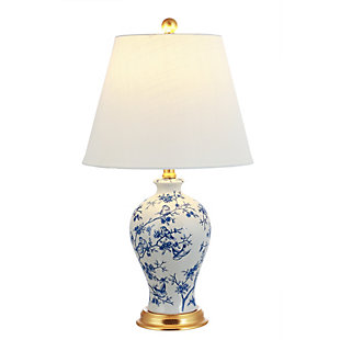 JONATHAN Y Grace 24" Floral Classic LED Table Lamp, Blue/White, Navy/White, large